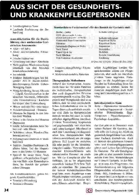 Vorschauseite 2: Die vielen Facetten der Akutgeriatrie/Remobilisation