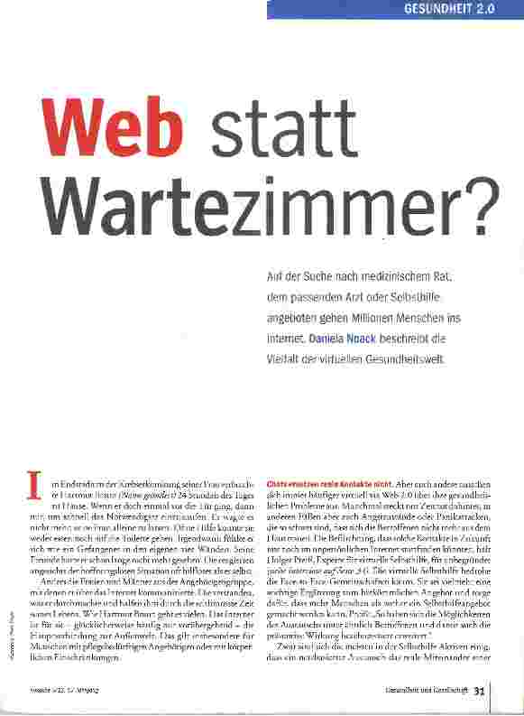 Vorschauseite 2: Web statt Wartezimmer?