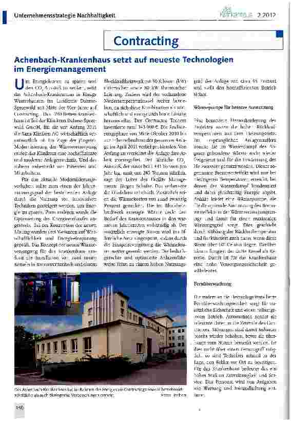 Vorschauseite 1: Achenbach-Krankenhaus setzt auf neueste Technologien im Energiemanagement