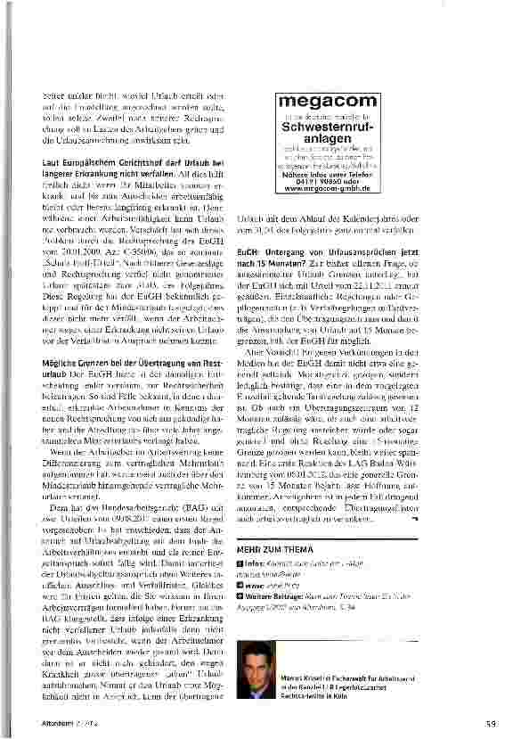 Vorschauseite 4: Update zum Urlaubsrecht