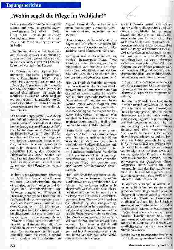 Vorschauseite 1: Wohin segelt die Pflege im Wahljahr?