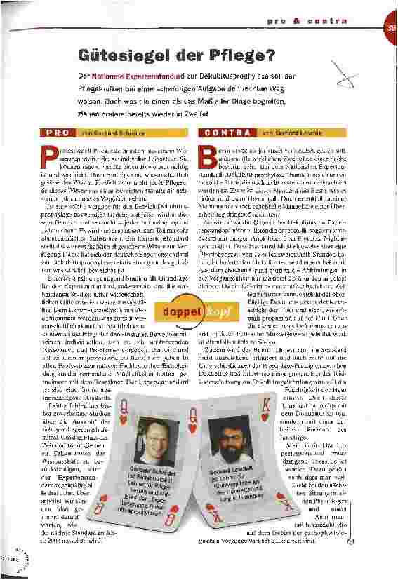 Vorschauseite 1: Pro & contra: Gütesiegel der Pflege?