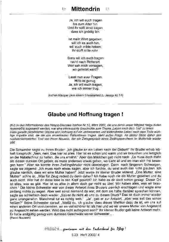 Vorschauseite 2: Viele Knoten - ein Netz? Was trägt den Patienten? Und was trägt mich?
