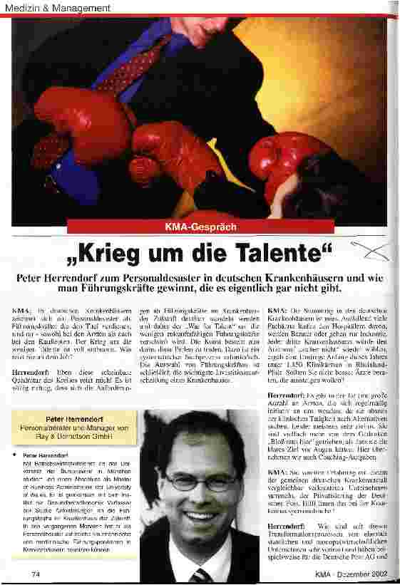 Vorschauseite 1: Krieg um die Talente KMA-Gespräch