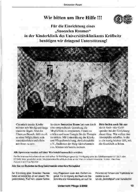 Vorschauseite 2: Gestaltung eines Snoezelen-Raumeszur Vorbereitung auf den Einsatz in der Kinderhämatologie und Onkologie