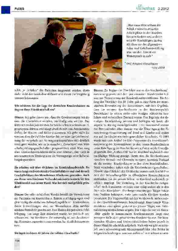 Vorschauseite 6: Wir brauchen mehr Wertschätzung der Politik für die Mitarbeiterinnen und Mitarbeiter der Krankenhäuser