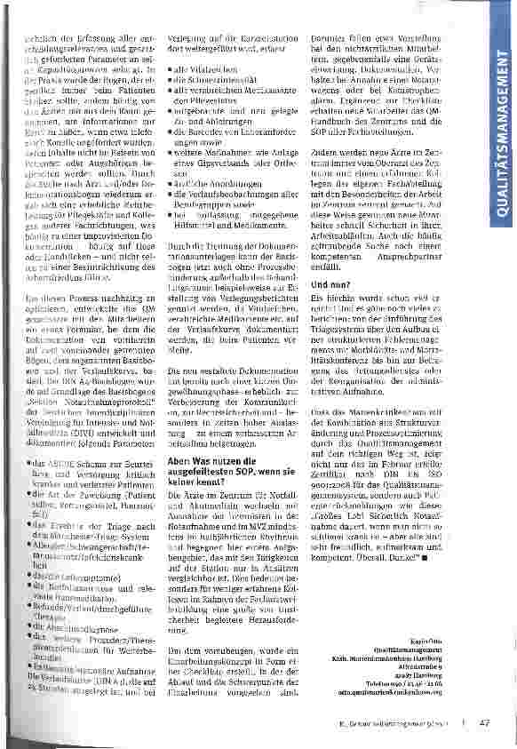 Vorschauseite 4: „Hilfe, die ZNA läuft schon wieder über! Qualitätsmanagement und Zentrumsbildung in der Notfallmedizin