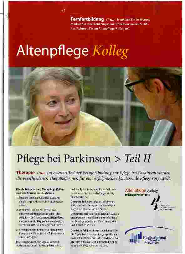 Vorschauseite 1: Pflege bei Parkinson > Teil II