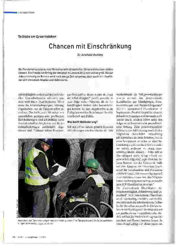 Vorschauseite 1: Chancen mit Einschränkung