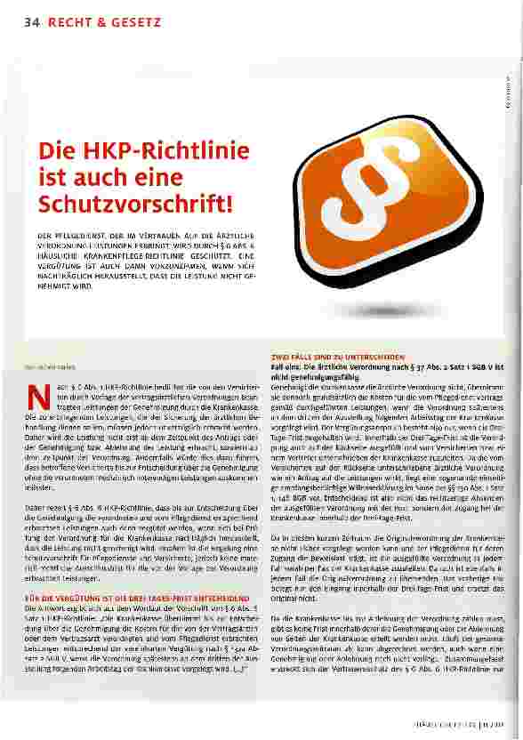 Vorschauseite 1: Die HKP-Richtlinie ist auch eine Schutzvorschrift!