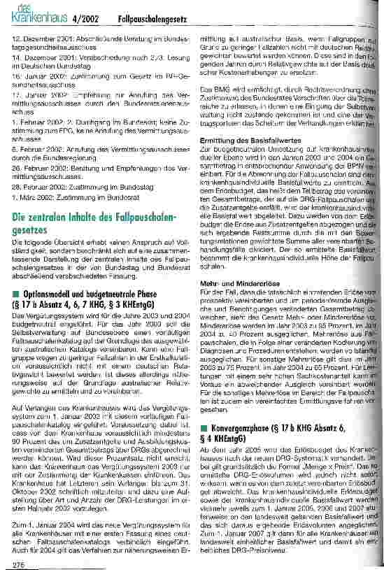Vorschauseite 3: Das Fallpauschalengesetz: Entscheidungsverlauf und zentrale Inhalte