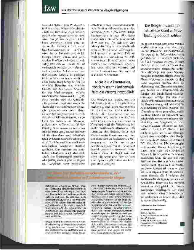 Vorschauseite 6: Defizitausgleich öffentlicher Krankenhäuser aus öffentlichen Kassen Verstoß gegen europäisches Recht?