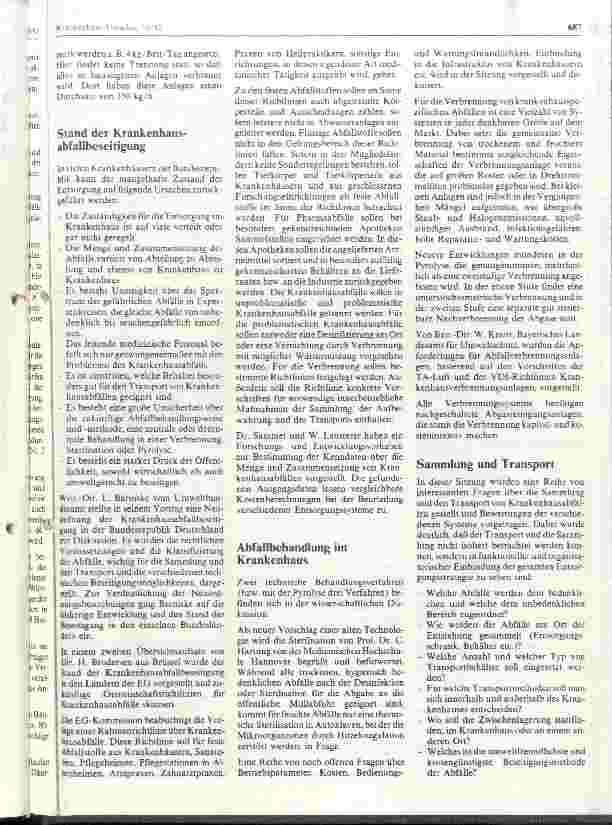 Vorschauseite 2: Neueste Ansätze und Erkenntnisse bei der Behandlung und Beseitigung von Krankenhausabfällen