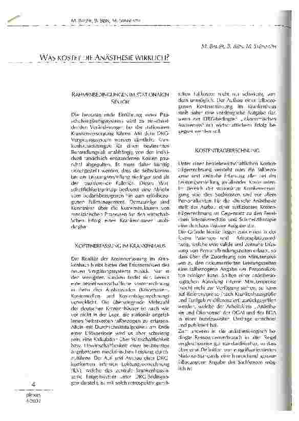 Vorschauseite 1: Was kostet die Anästhesie wirklich?