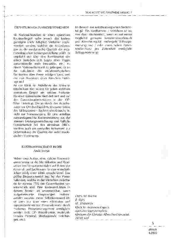 Vorschauseite 2: Was kostet die Anästhesie wirklich?