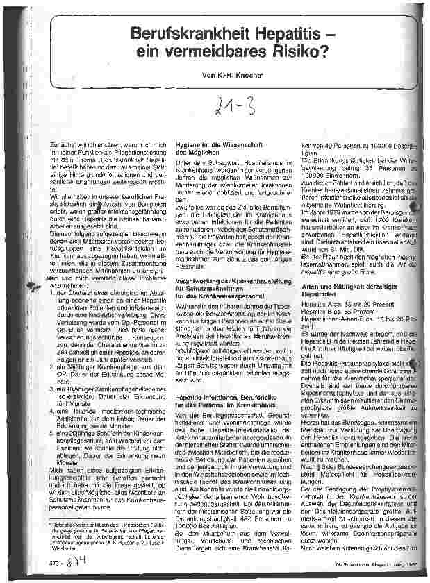 Vorschauseite 1: Berufskrankheit Hepatitis - in vermeidbares Risiko