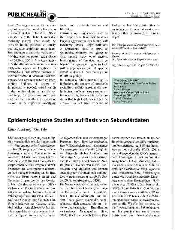 Vorschauseite 1: Epidemiologische Studien auf Basis von Sekundärdaten