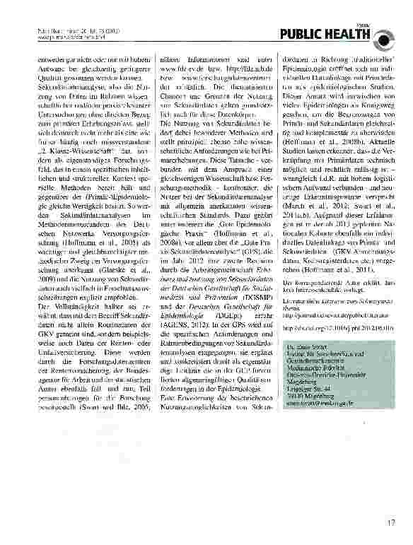 Vorschauseite 2: Epidemiologische Studien auf Basis von Sekundärdaten