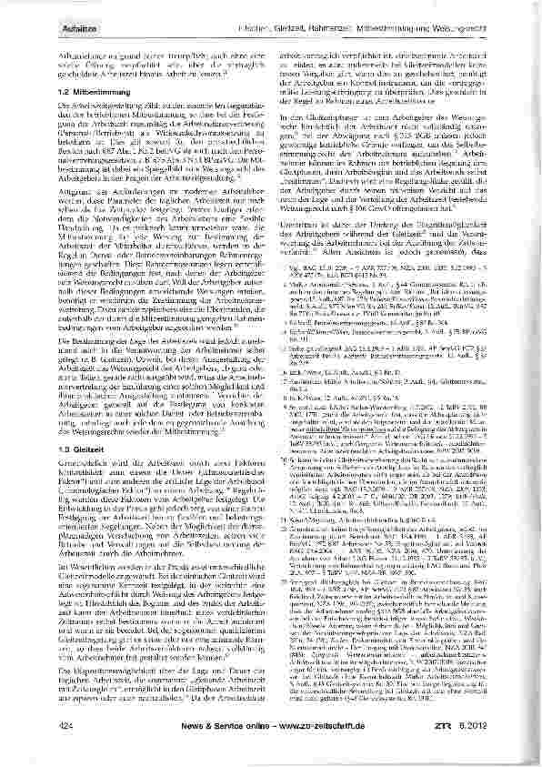 Vorschauseite 2: Gleitzeit, Rahmenzeit, Mitbestimmung und Weisungsrecht eine Klarstellung