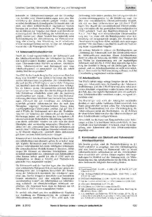 Vorschauseite 3: Gleitzeit, Rahmenzeit, Mitbestimmung und Weisungsrecht eine Klarstellung