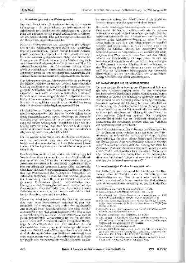 Vorschauseite 4: Gleitzeit, Rahmenzeit, Mitbestimmung und Weisungsrecht eine Klarstellung