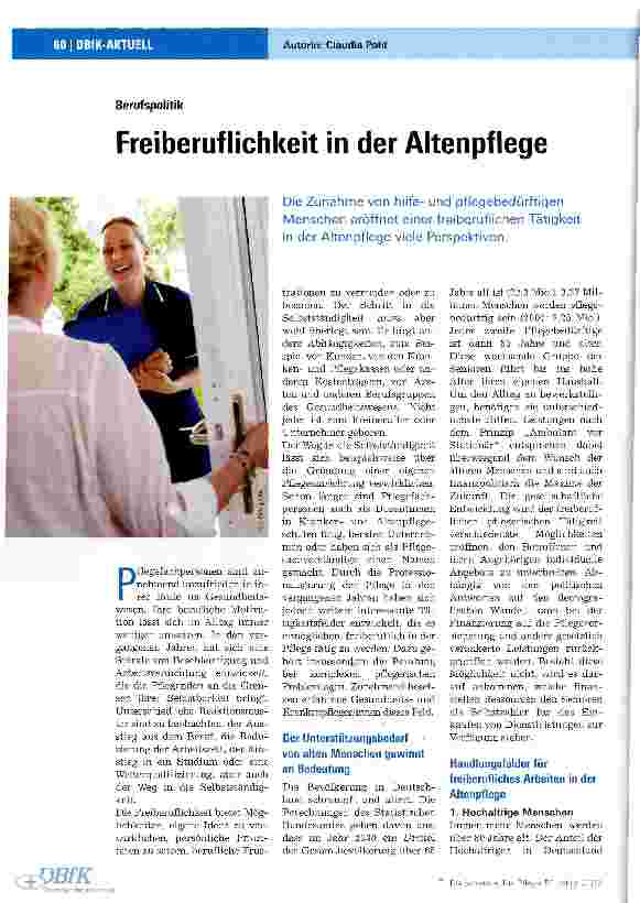 Vorschauseite 1: Freiberuflichkeit in der Altenpflege