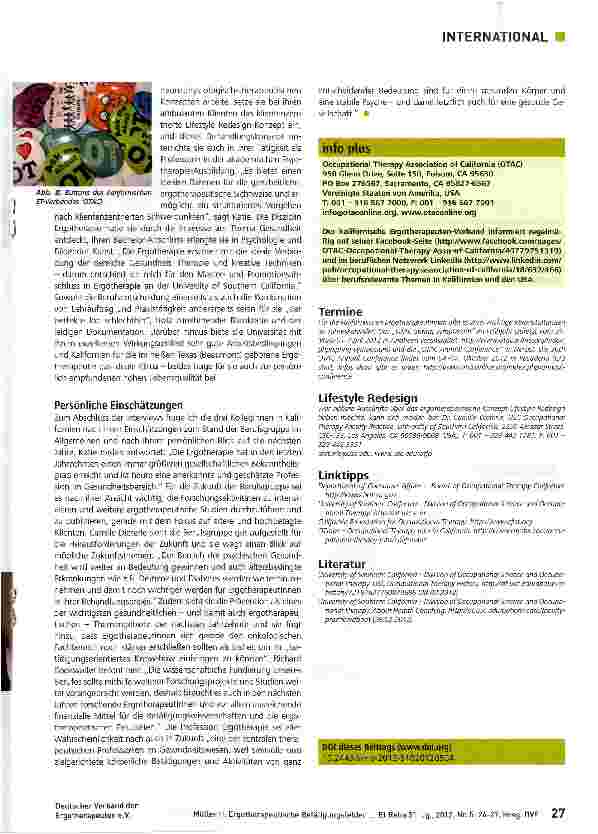 Vorschauseite 4: Ergotherapeutische Betätigungsfelder in Kalifornien