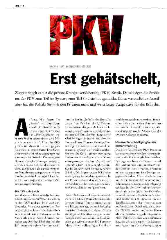 Vorschauseite 1: PKV Erst gehätschelt, dann gescholten