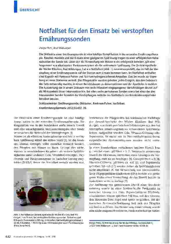 Vorschauseite 1: Notfallset für den Einsatz bei verstopften Ernährungssonden