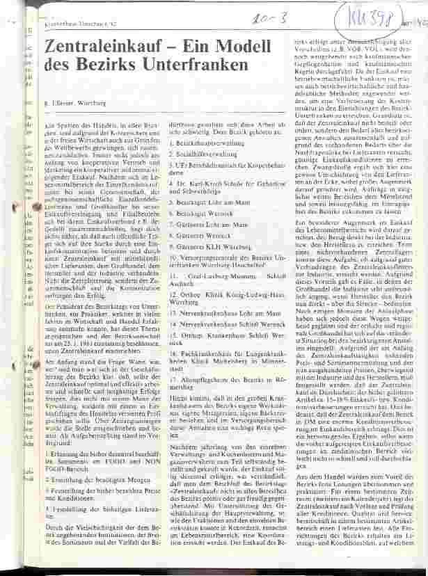 Vorschauseite 1: Zentraleinkauf- Ein Modell des Bezirks Unterfranken