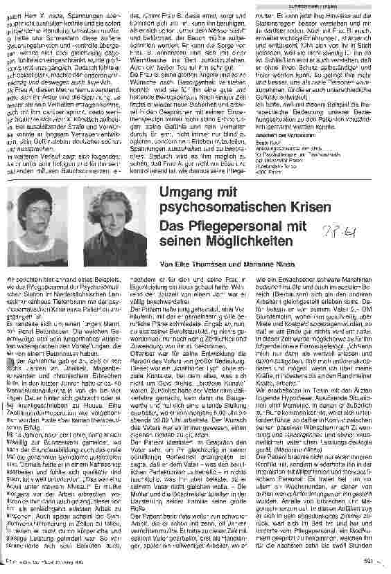 Vorschauseite 1: Umgang mit psychosomatischen Krisen Das Pflegepersonal mit seinen Möglichkeiten