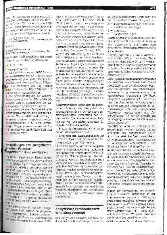 Vorschauseite 2: Personalbedarfsermittlung in der Anästhesie
