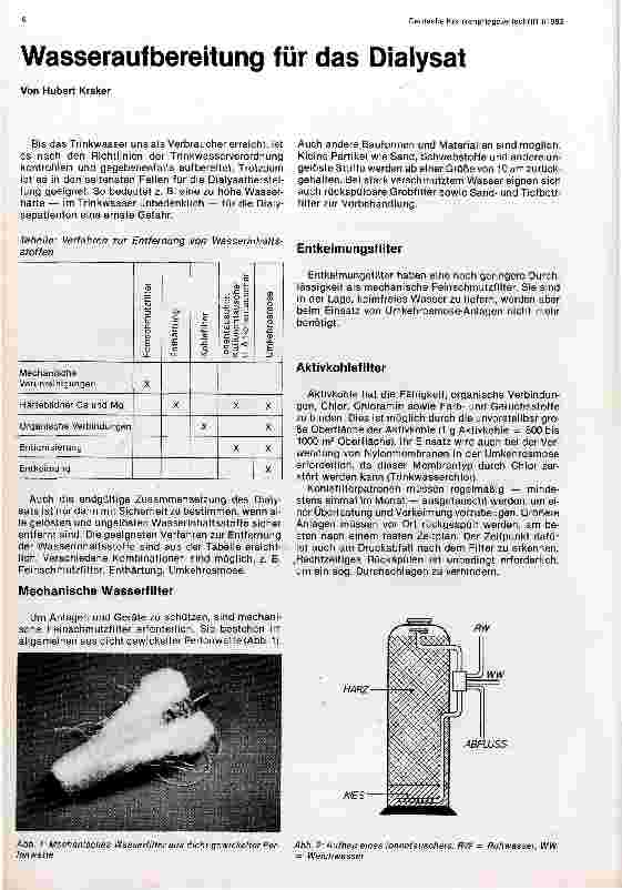 Vorschauseite 1: Wasseraufbereitung für das Dialysat