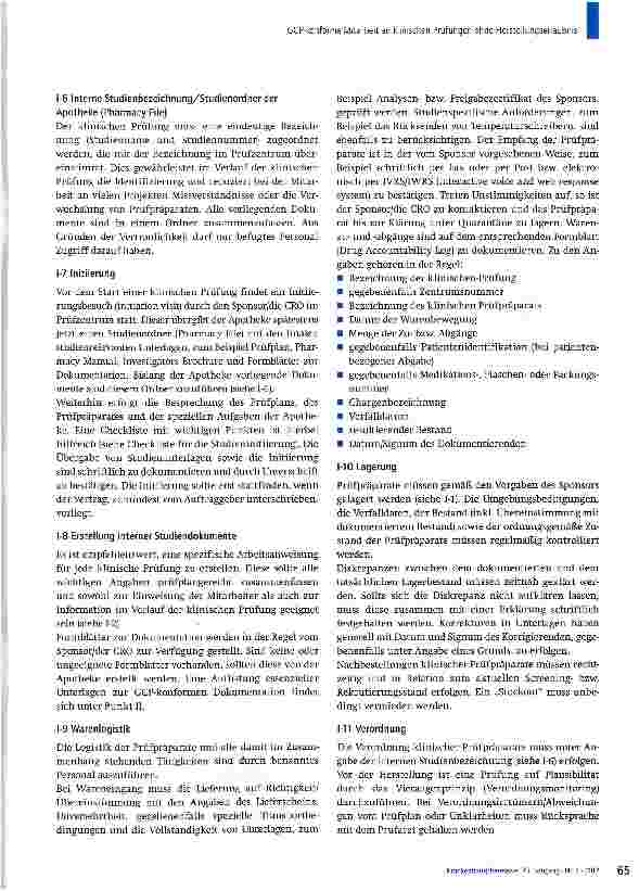 Vorschauseite 4: CCP-konforme Mitarbeit an klinischen Prüfungen ohne Herstellungserlaubnis -Rekonstitution klinischer Prüfpräparate