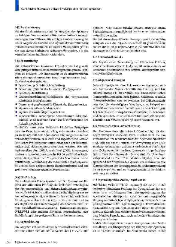 Vorschauseite 5: CCP-konforme Mitarbeit an klinischen Prüfungen ohne Herstellungserlaubnis -Rekonstitution klinischer Prüfpräparate