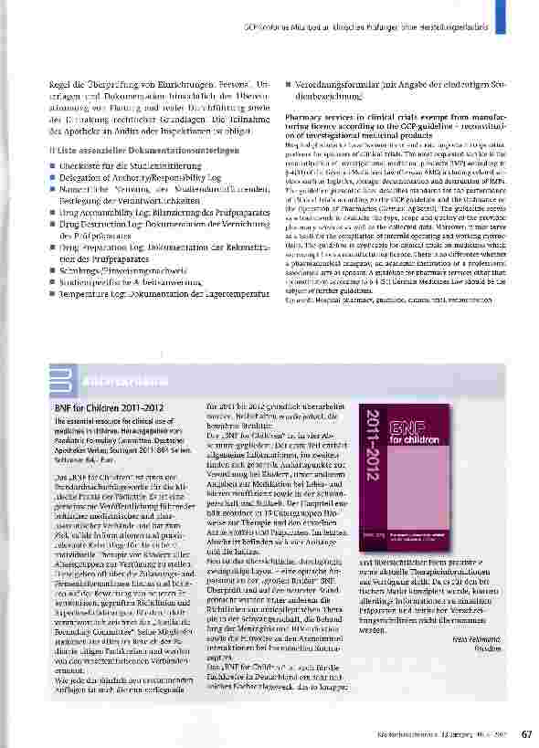 Vorschauseite 6: CCP-konforme Mitarbeit an klinischen Prüfungen ohne Herstellungserlaubnis -Rekonstitution klinischer Prüfpräparate
