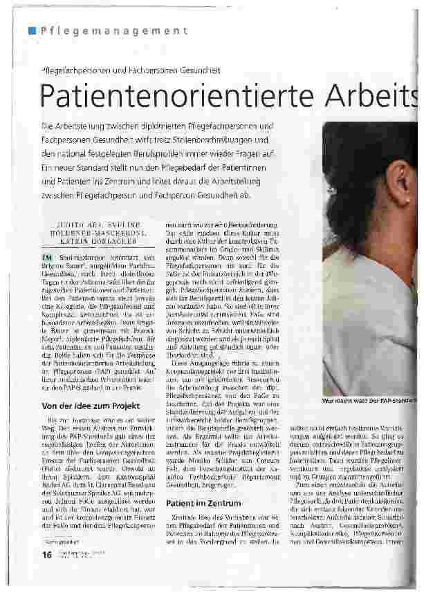 Vorschauseite 1: Patientenorientierte Arbeitsteilung im Pflegeprozess