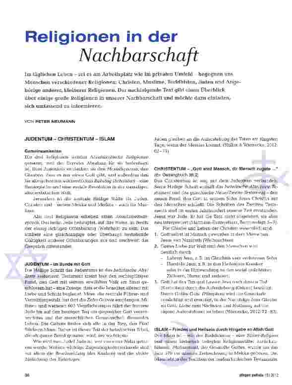 Vorschauseite 1: Religionen in der Nachbarschaft