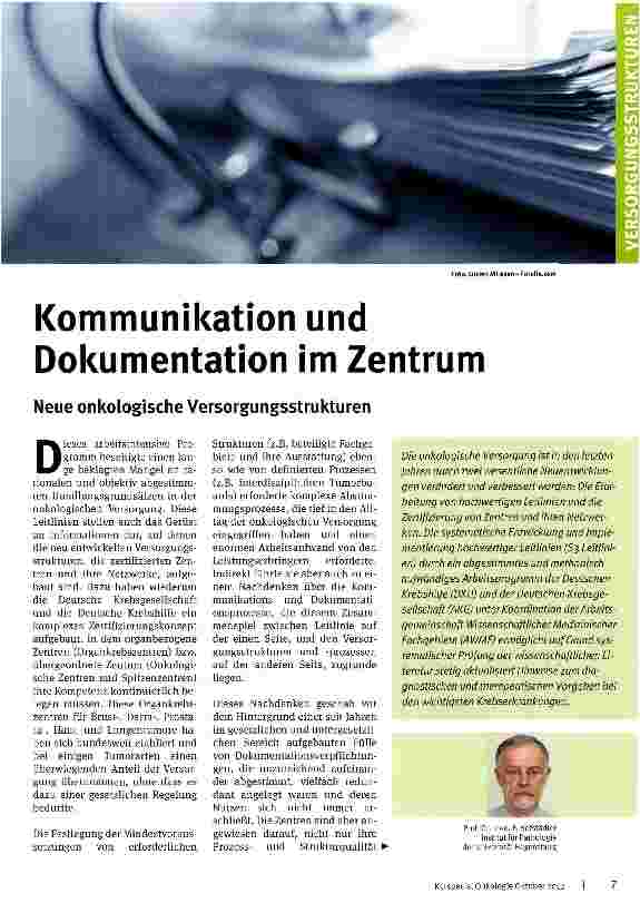 Vorschauseite 1: Kommunikation und Dokumentation im Zentrum