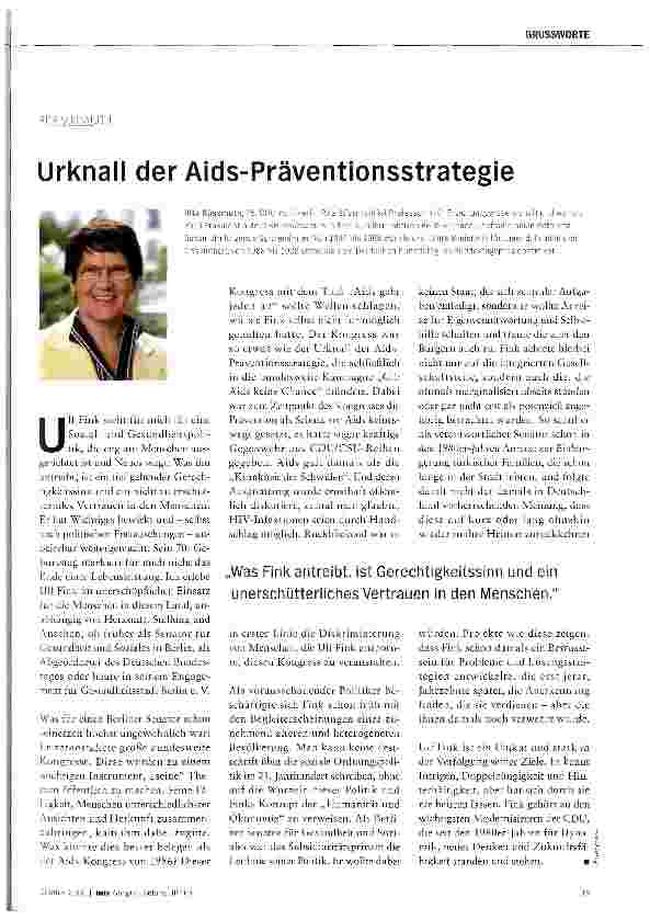 Vorschauseite 1: Urknall der Aids-Präventionsstrategie