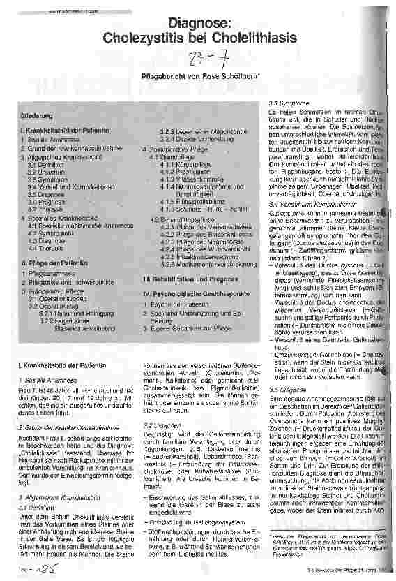 Vorschauseite 1: Diagnose:Cholezystitis bei Cholelithiasis
