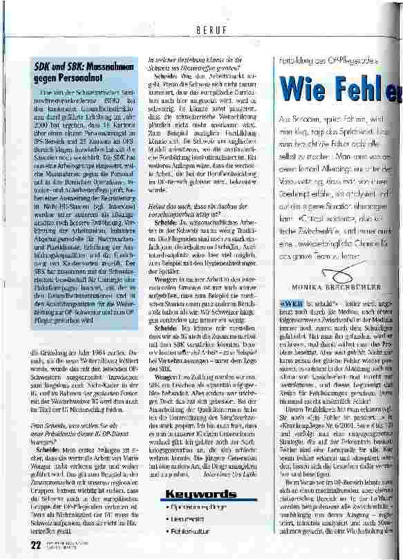 Vorschauseite 1: Wie Fehler zu Lernquellen werden Fortbildung des OP-Pflegekaders