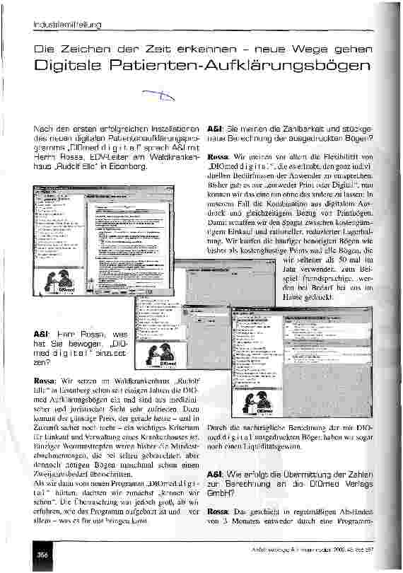 Vorschauseite 1: Digitale Patienten-Aufklärungsbögen Die Zeichen der Zeit erkennen - neue Wege gehen