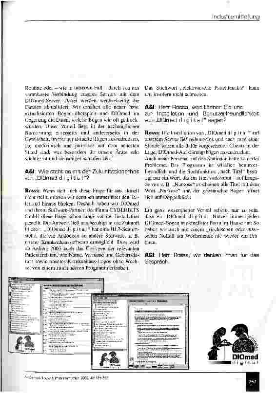 Vorschauseite 2: Digitale Patienten-Aufklärungsbögen Die Zeichen der Zeit erkennen - neue Wege gehen