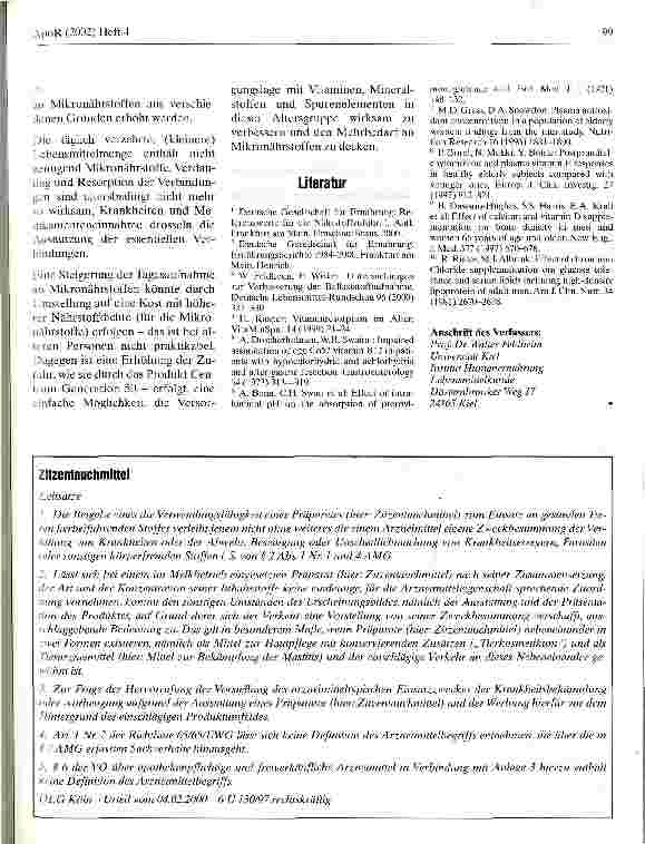 Vorschauseite 3: Versorgung mit Vitaminen, Mineralstoffen und Spurenelementen im Alter - ist eine Supplementierung sinnvoll?