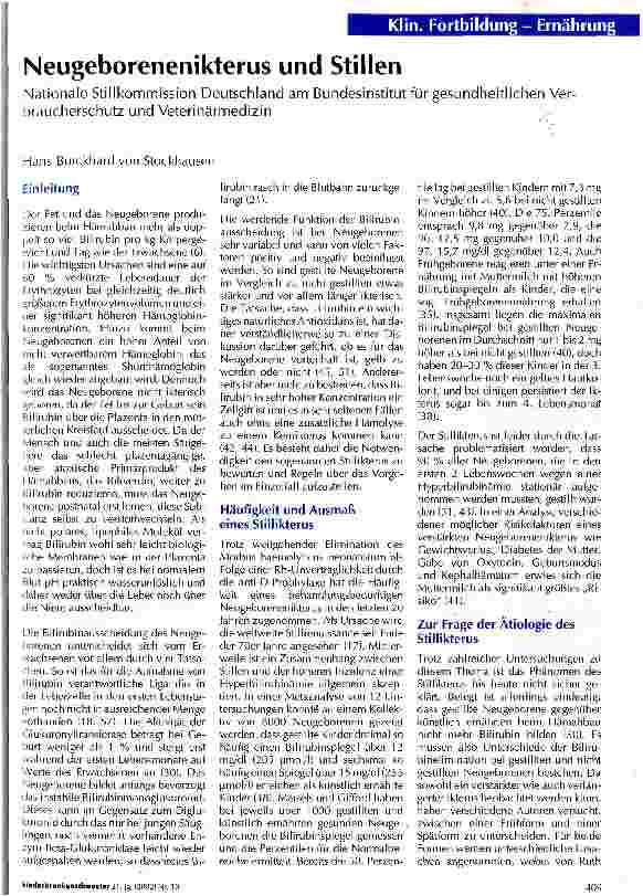 Vorschauseite 1: Neugeborenenikterus und Stillen