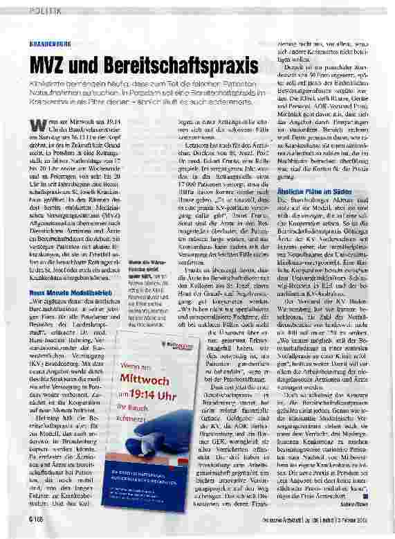 Vorschauseite 1: MVZ und Bereitschaftspraxis
