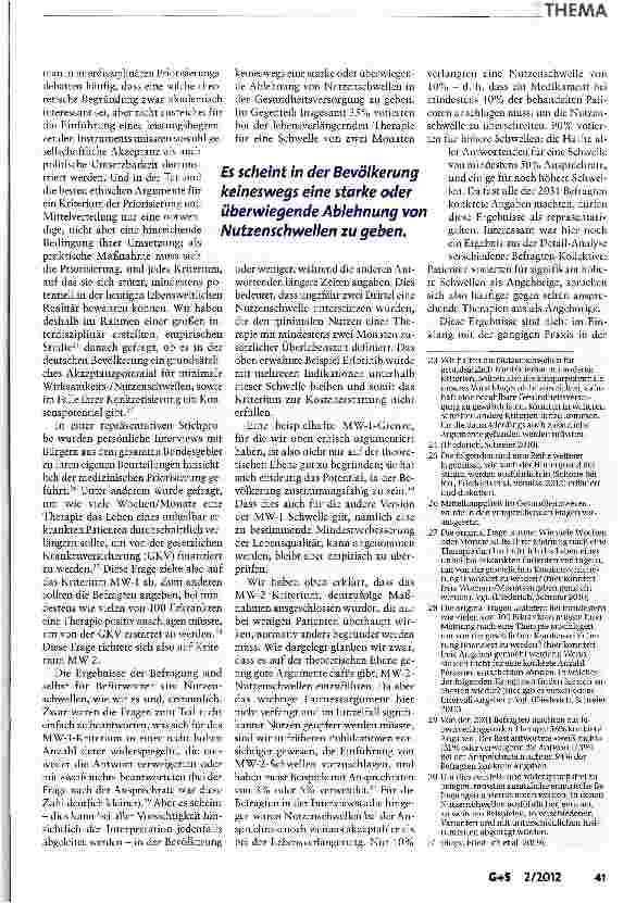 Vorschauseite 5: Mindestnutzenschwellen im Gesundheitswesen