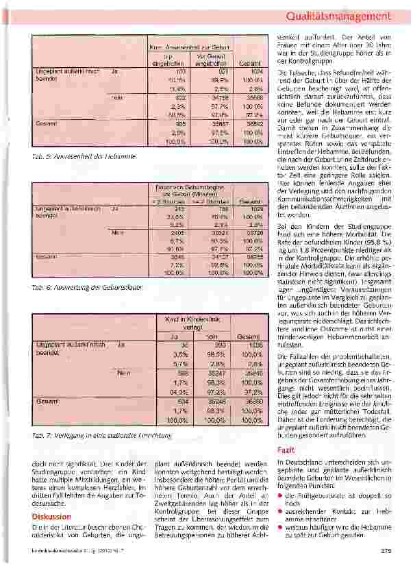 Vorschauseite 5: Welche Geburten sollten zur Qualitätsüberprüfung außerklinischer Geburtshilfe herangezogen werden?