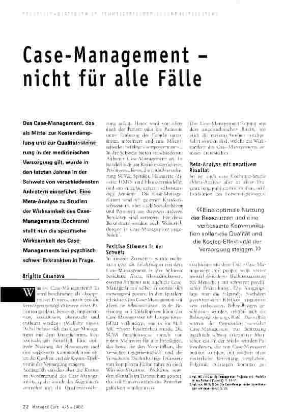 Vorschauseite 1: Case-Management - nicht für alle Fälle
